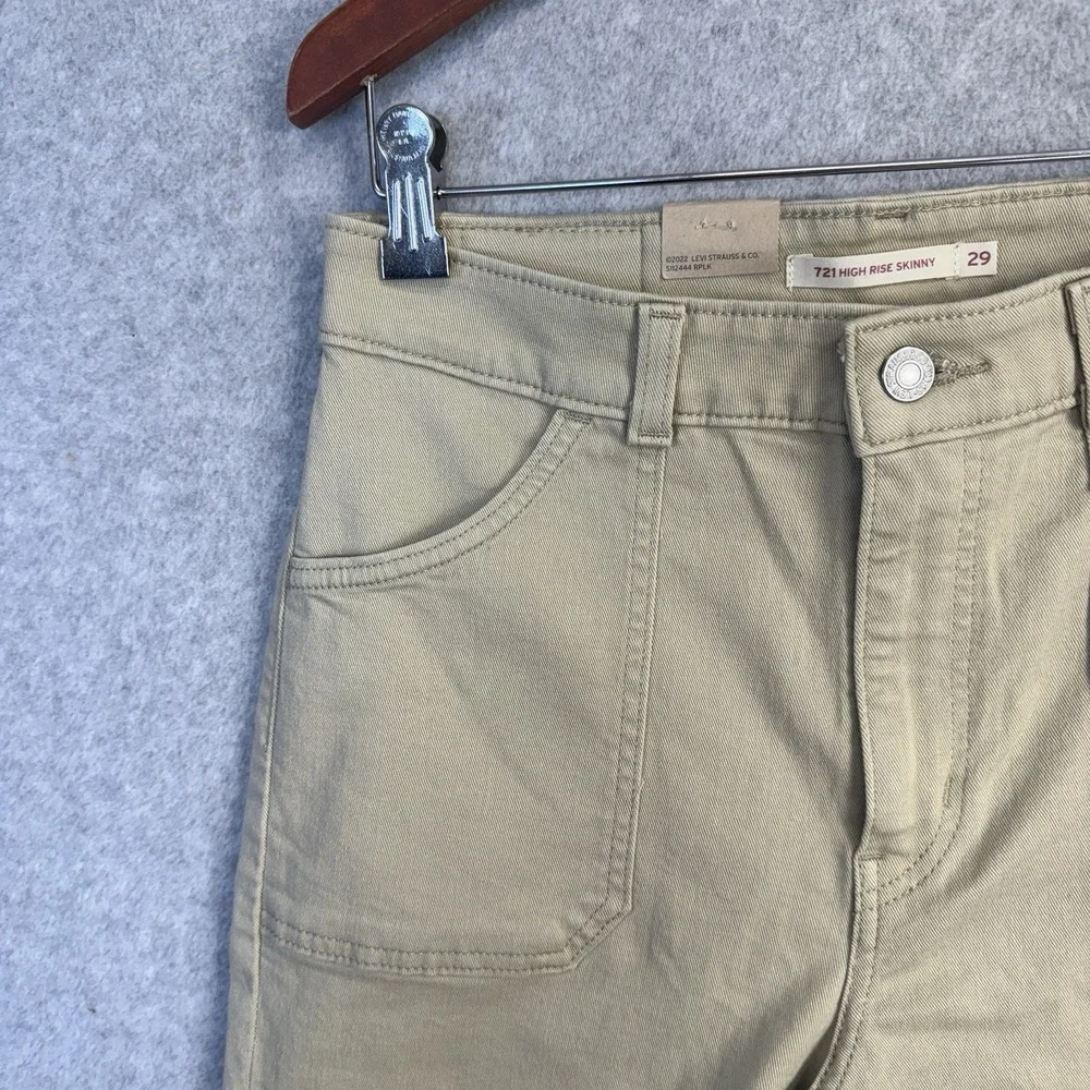 Levi's 721 High Rise Skinny Utility Women's 29x28 Khaki Beige Stretch‎ Denim NWT